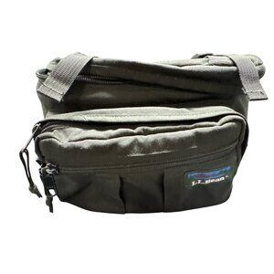 L.L. Bean Black Canvas Waist Bag With Adjustable Strap & Multiple Pockets